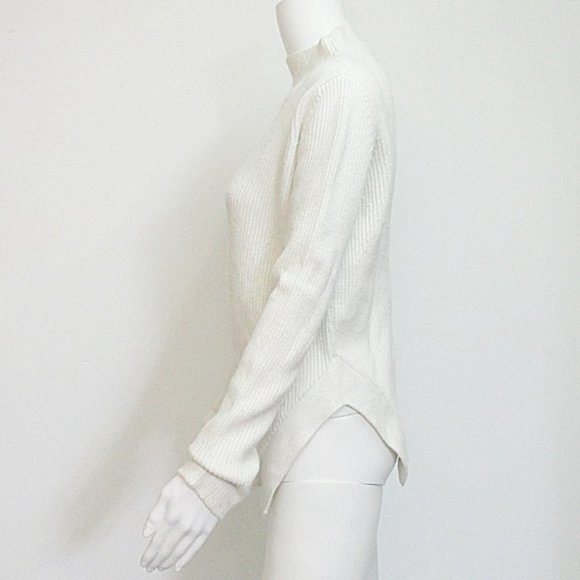 Zara Knit Funnel Neck Ribbed Sweater Angled Hem Small - Picture 5 of 6